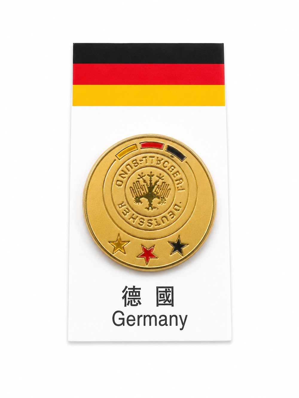 Gold Germany Medallion Pin with Red and Black Accents